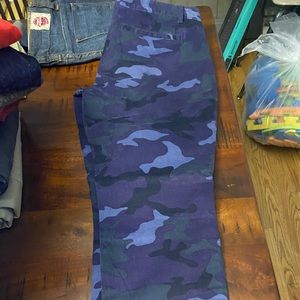 Gap camouflage blue fitted pants women size 4P